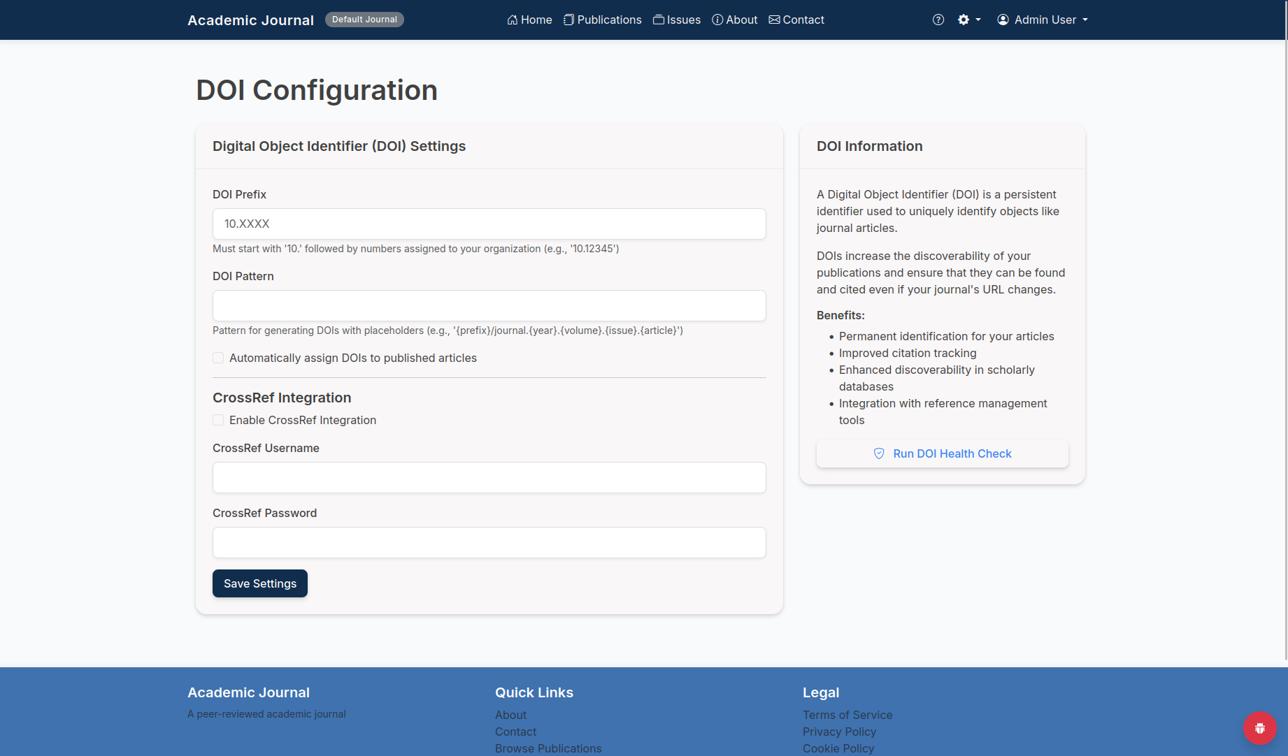 Actual EasyJournal Dashboard