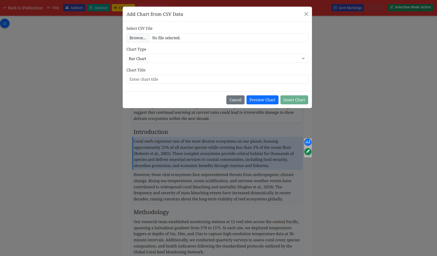 Interactive Chart Insertion